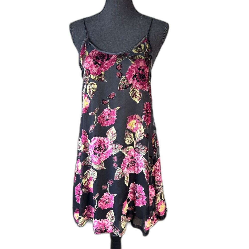 Size XS mi ami floral burnout velvet slip dress whimsigoth 10611
